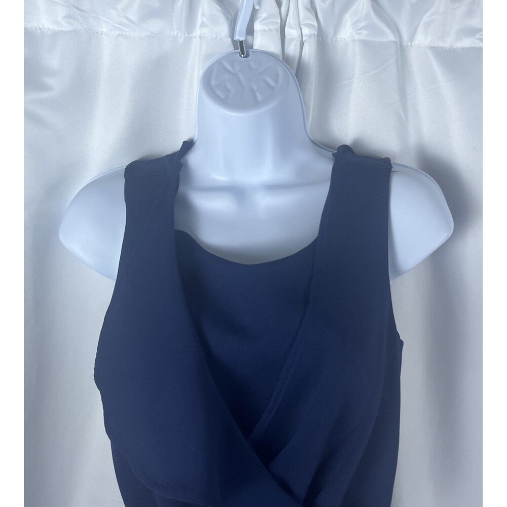 Spiral Girl Woman’s Sleeveless Jumpsuit Size 2 Navy Blue V-neck Draped/wraped - Picture 4 of 7